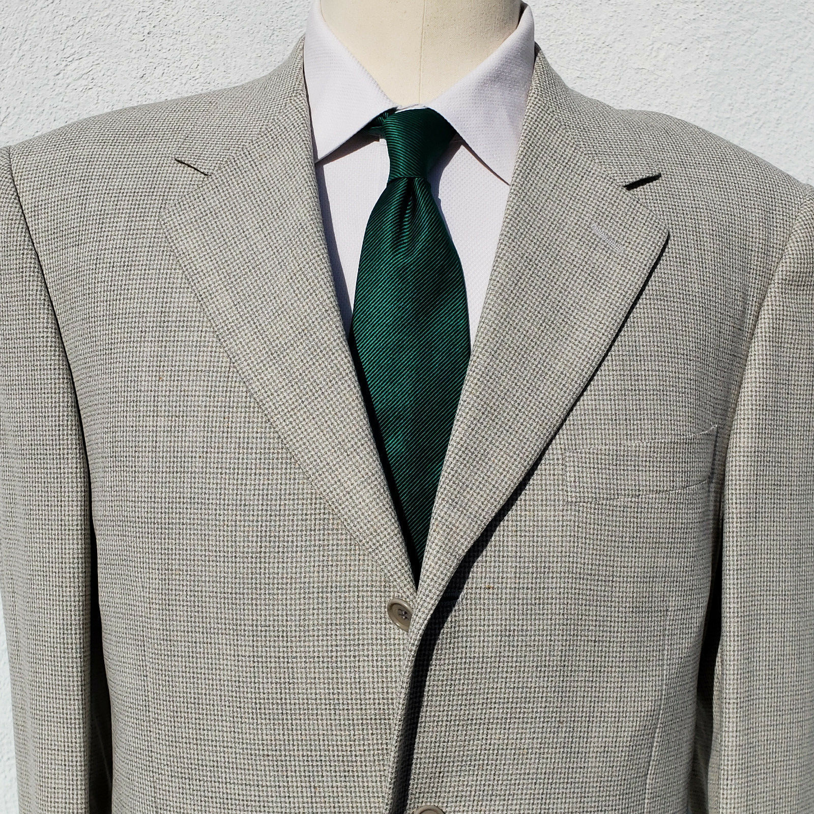 Diffused Check Textiles Canali Woven Light Gray & White Diffused Check Wool Houndstooth Sport ...