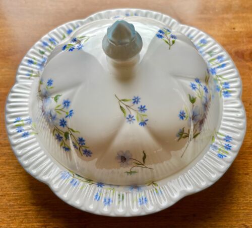 Vintage Shelley Bone China bedeckt Butterdose BLUE ROCKS zierliche Form _ 2 Stück _ sehr guter Zustand - Bild 2 von 7