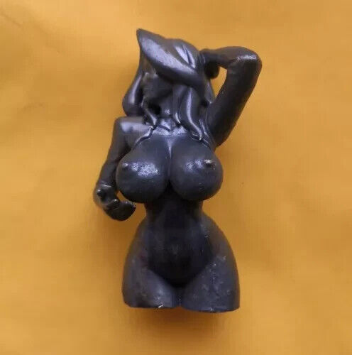Schwarz Massiv Messing Sexy Hot Girl Statue Kunst Schönheit Model Kunstwerk Großer Busen Arsch - Bild 4 von 4