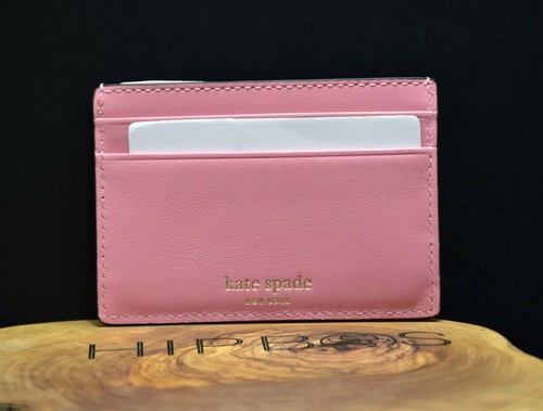 Étui porte-portefeuille en cuir Kate Spade pour femme fonds d'aventure rose - Photo 1/6