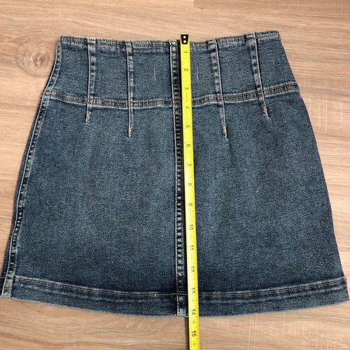 We The Free People Jean Mini Skirt Sierra Wash Full Zipper Front Size 24 New $68 - Picture 4 of 5