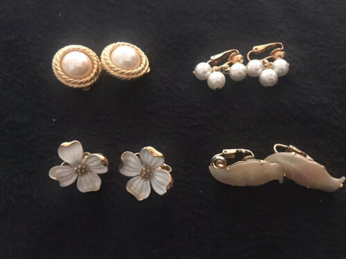 Lot of 13 White clip-ons and screw ons Earrings - Picture 3 of 4