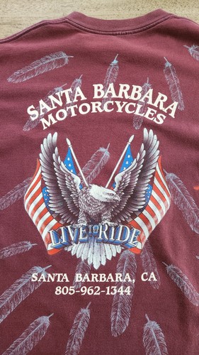 Vintage 90s 3D EMBLEM American Biker Native AOP Single Stitch T-Shirt XL 1993 - Picture 8 of 11