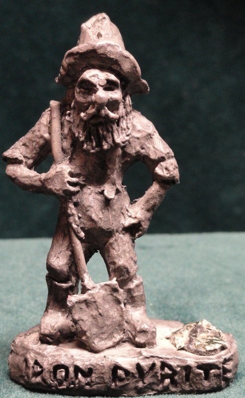 Vintage Pewter Hillbilly Fools Gold Miner Iron Pyrite 2-5/8" x 1-3/4" -- LOOK