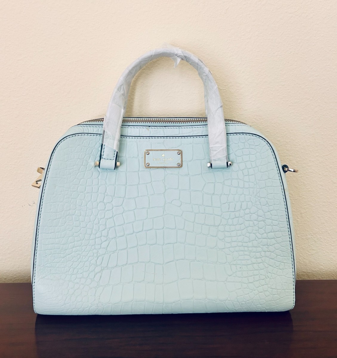 Kate Spade New York Light Blue Croc Embossed Leather Dome Satchel