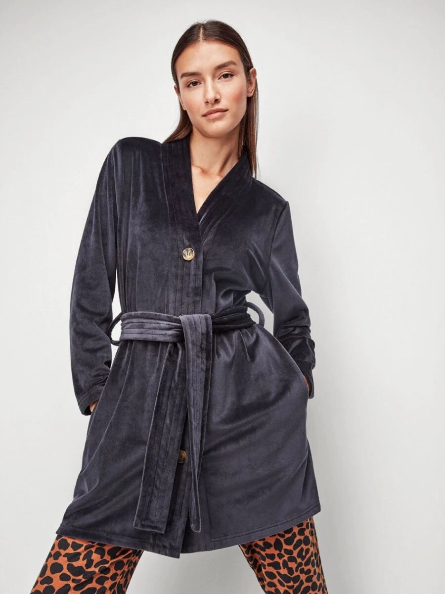 Gisela Vestaglia donna giacca da camera lunga ciniglia bottoni