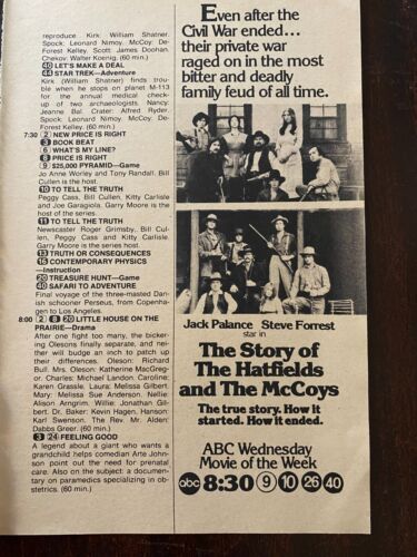 The Story of the Hatfields and McCoys, Jack Palance, Vintage TV Guide Ad - Picture 1 of 1