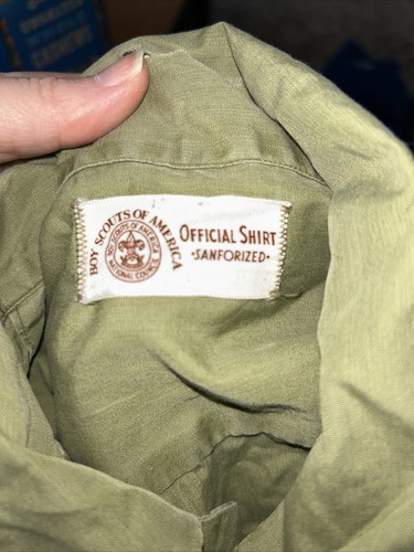 Vintage Olive Green BSA Boy Scout Short Sleeve uniform shirt  V62 - Picture 4 of 7