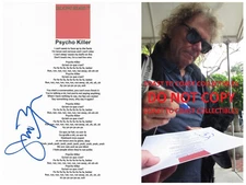 Jerry Harrison Signed Talking Heads Psycho Killer Lyrics Sheet COA Exact Proof