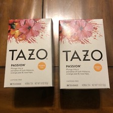Tazo Passion Tea Herbal 20 Tea Bags, 1 Box Individual Bags lot Of 2 Boxes 