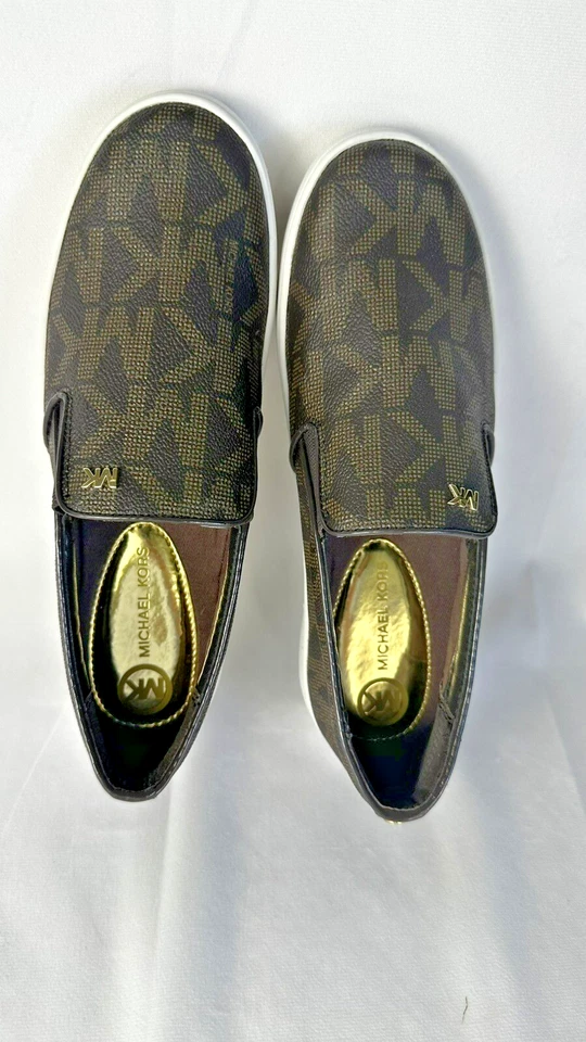 MICHAEL KORS Women's Teddi Signature Logo Brown Slip on Sneakers Size 6.5 - Image 2 of 4