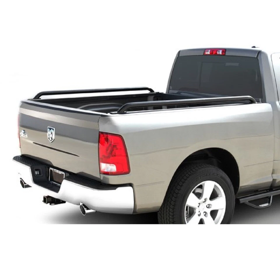 Go Rhino Black Powder Coated Steel Stake Pocket Bed Rails for Ram Silverado 1500 Foto 4 de 4