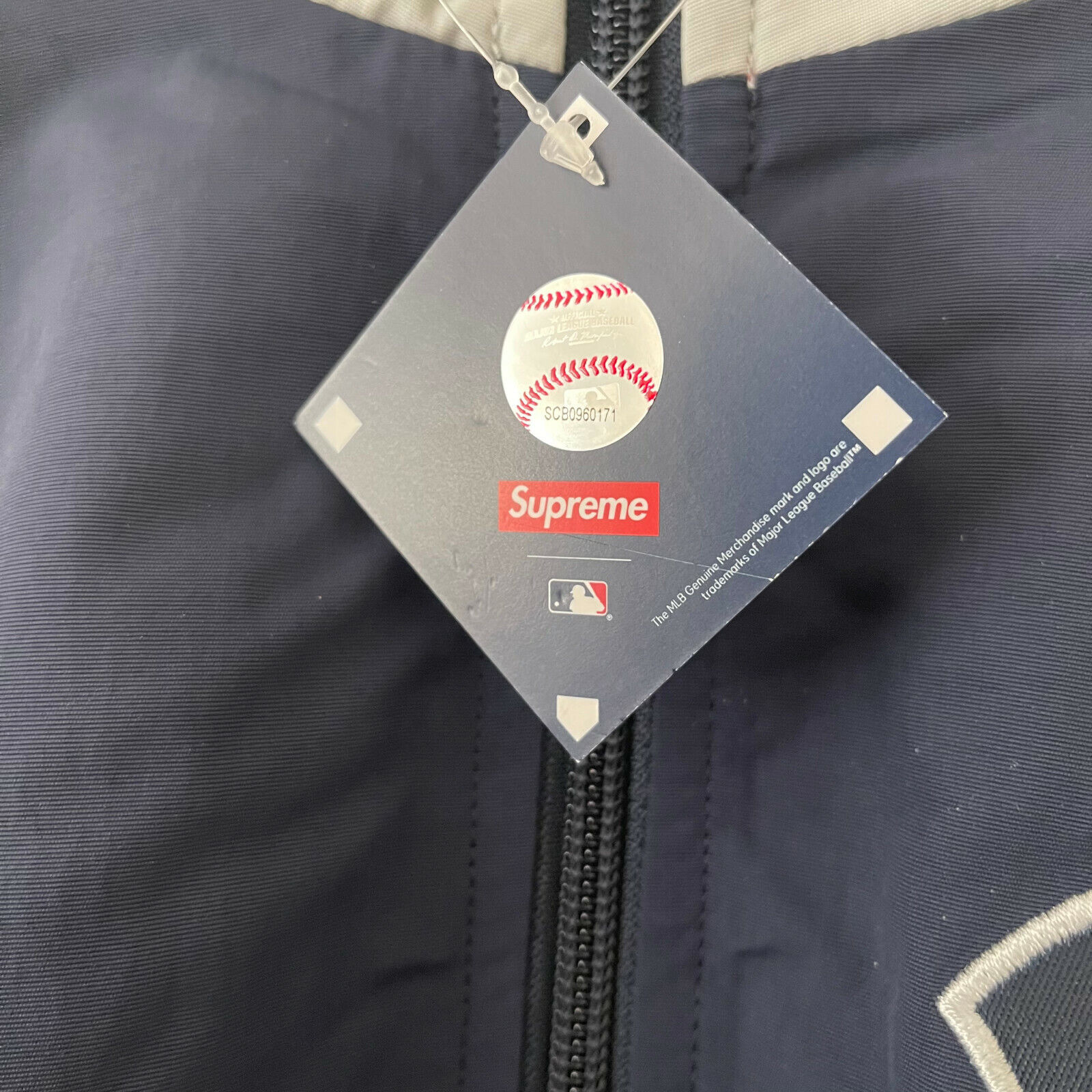 SUPREME x NEW YORK YANKEES Track Jacket Baseball Windbreaker Navy