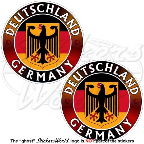 GERMANY DEUTSCHLAND Flag-Coat of Arms German Eagle Deutsch 75mm Sticker Decal x2 - Picture 1 of 1