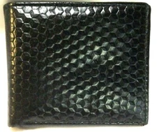 TEMS FOLDING WALLET Black Bi-Fold ID Credit Card Cash Paper Money Holder