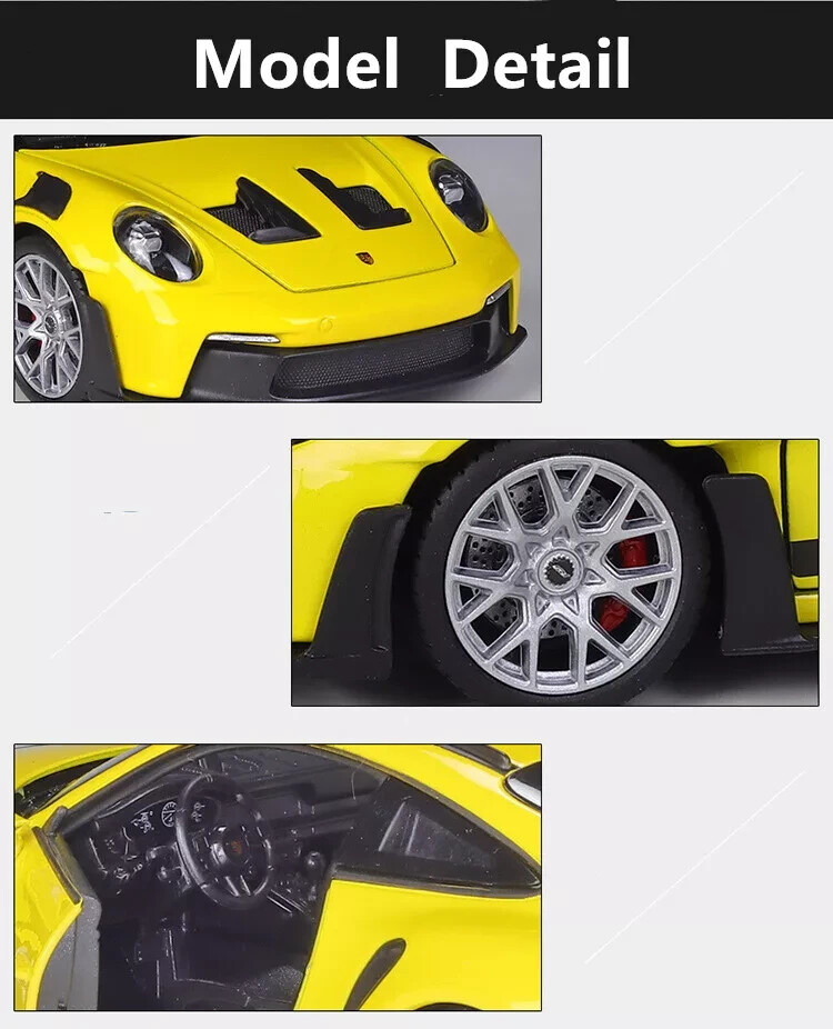 Welly NEX 1/24 Porsche 911 992 GT3 RS Yellow Racing Model