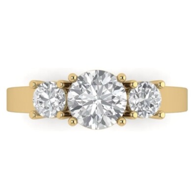 Pure 14K Gold Clara Pucci Brilliant Round Cut Clear Simulated Diamond (Ring 5)