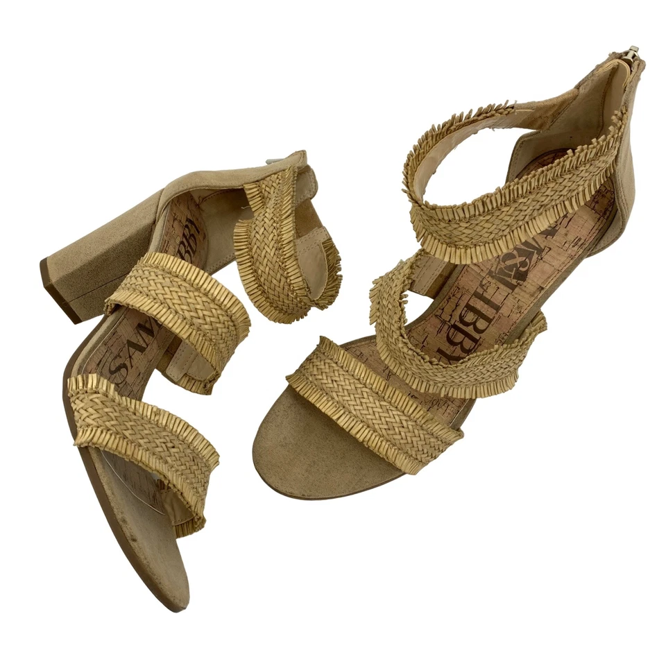 Sandalias de tacón alto Sam & Libby de paja para mujer talla 9,5 gruesas 2256 beige Foto 4 de 4