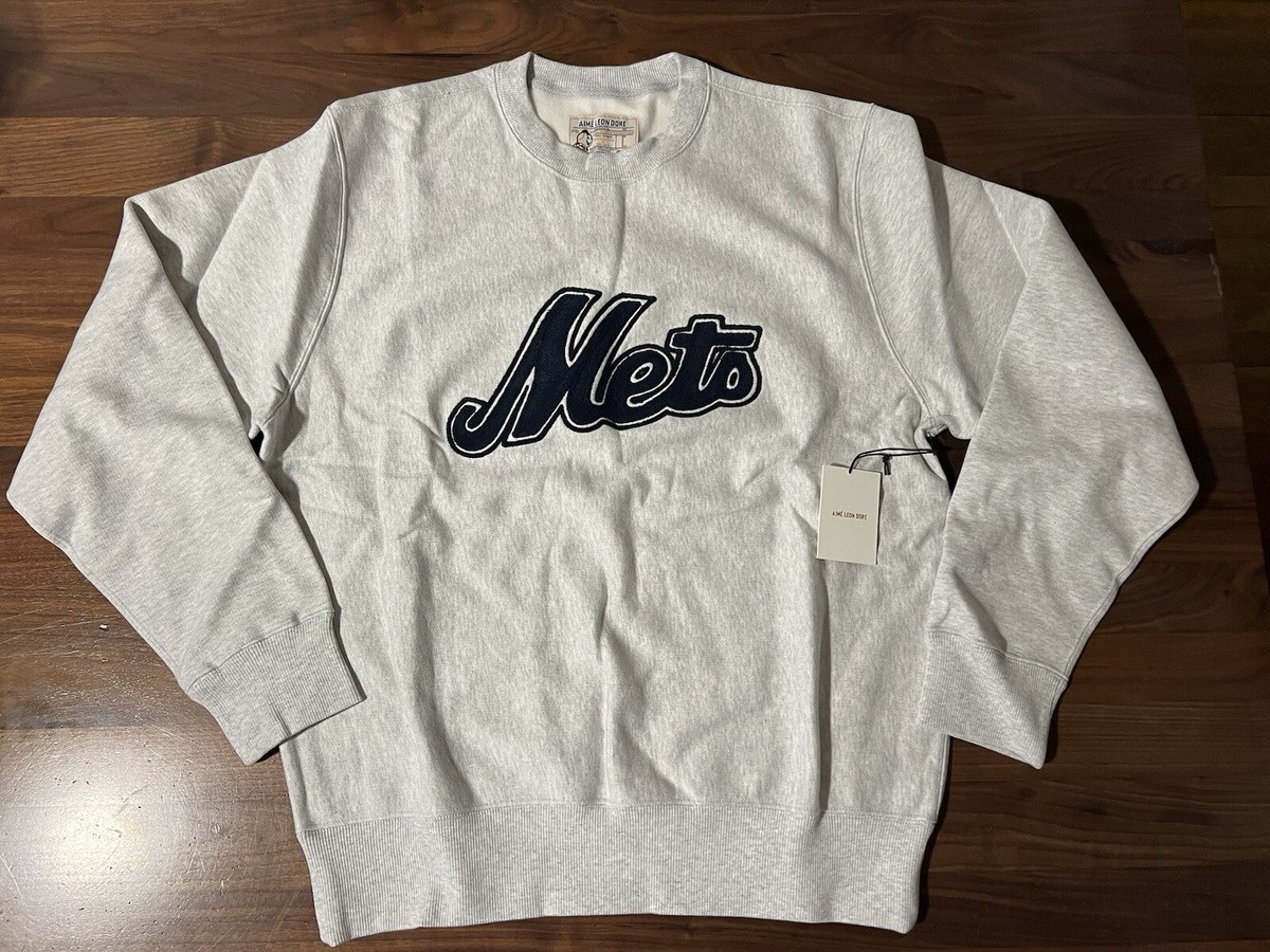Aime Leon Dore ALD/New York Mets Chainstitch Grey Crewneck