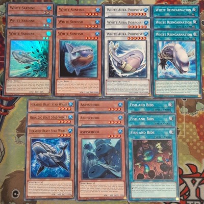 3 x YuGiOh White Sardine PHNI-EN007 + White Aura & ALIN Fishy Cores 21cd Set  
