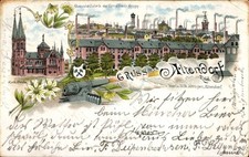 Litho Altendorf Essen Ruhrgebiet, Kath. Kirche, Gussstahlfabrik... - 4775347
