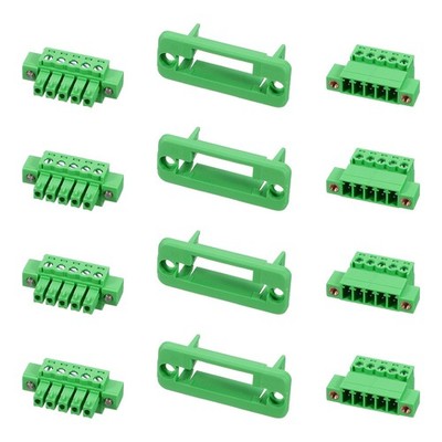 2Set 5 Pin 3.81mm Pitch PCB Flange Mount Screw Terminal Block Connector Plug