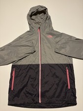 Girls The North Face Windbreaker Hooded Jacket Pink Gray SZ XL