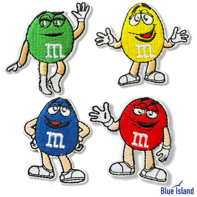 Set of 4 M&M's Character Cartoon Embroidered Iron On Sew On Patches