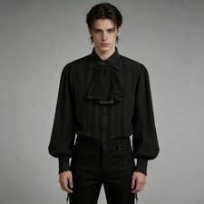 Medieval Gothic Priest Costume Victorian Punk Vampire Cosplay Pirate Shirt Tops