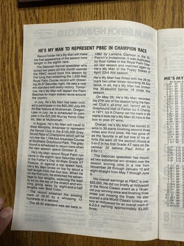 Palm Beach Kennel Club Program  Dog Racing HE'S MY MAN  Two Programs - Picture 5 of 17
