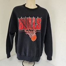 Vintage Chicago Bulls Sweatshirt Basketball Size XL Gray Hoop Black Mens Crew
