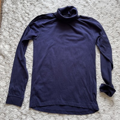 Identic Rollkragen Langarm Shirt Herren Tief blau Gr. S 44/46 Stretch Baumwolle