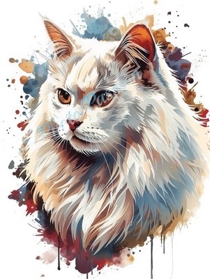Foto A4 Katze Kunst Explosion Farben Poster Wandbild Katzenliebhaber Geschenk - 2105