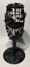 Wine Glass Shaped Metal Cork Holder/Storage w/Metal Grapes and Vines-SEE PICS