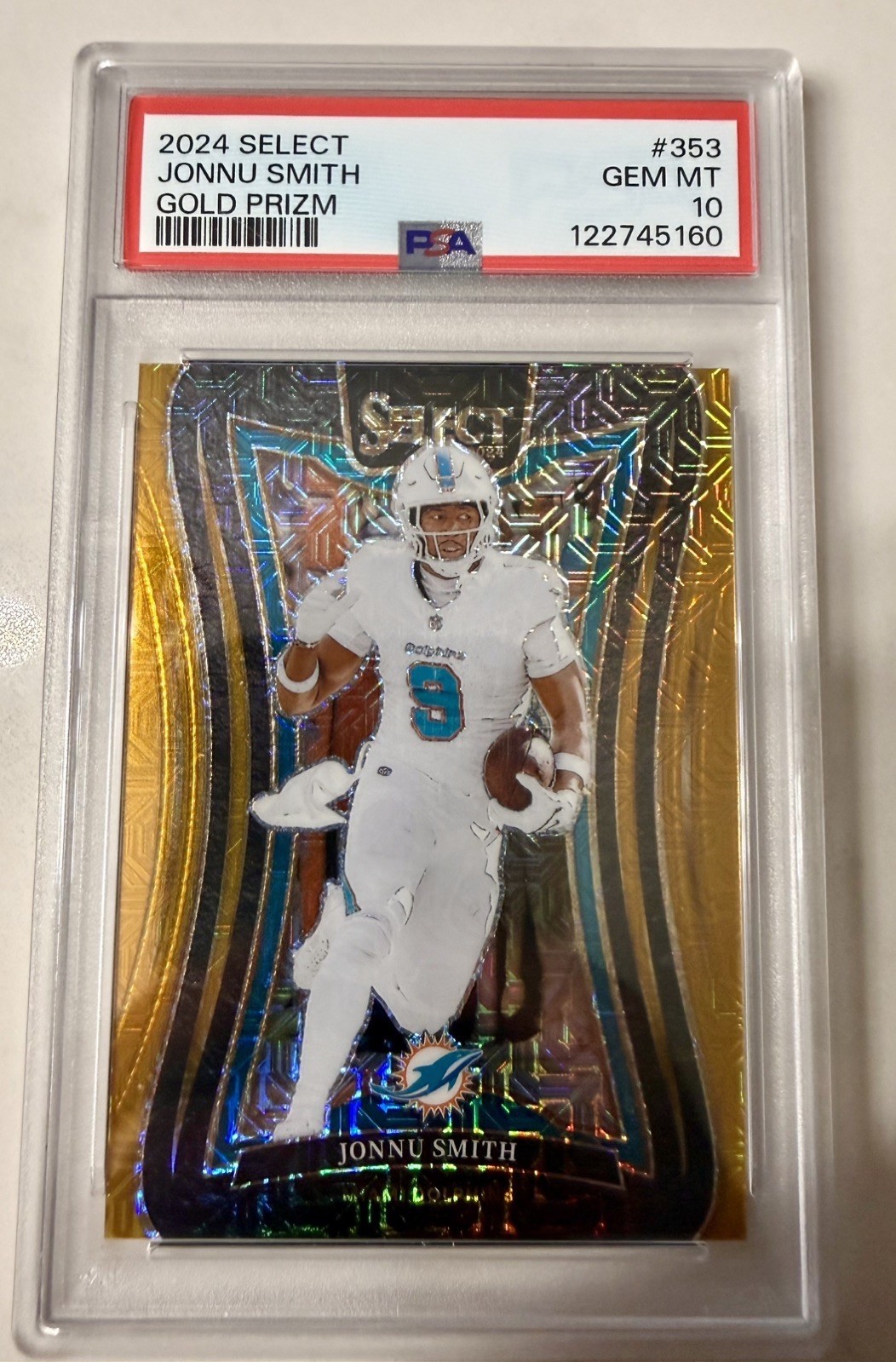 2024 Panini Select JONNU SMITH Gold Prizm /10 #353 PSA 10 GEM MINT Dolphins