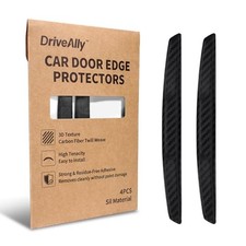 4Pcs 3D Carbon Fiber Texture Car Door Edge Protector Trim Strip Anti Black