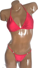 New exotic dancer thong bikini 2 piece set A/B cup Red