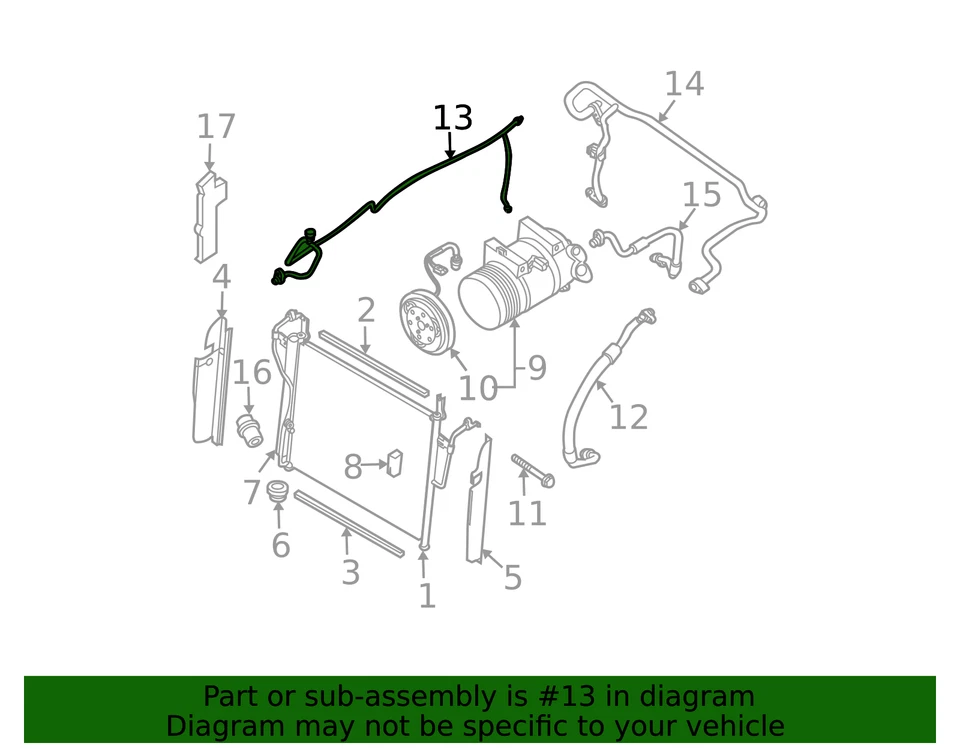 Línea de presión de tubería de aire acondicionado Armada genuina Nissan 2004-2015 nueva OEM Foto 3 de 4