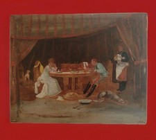 Antikes Gemälde (Skizze) Öl auf Tafel - Genreszene - 19. Jh. - Frankreich #D10 #