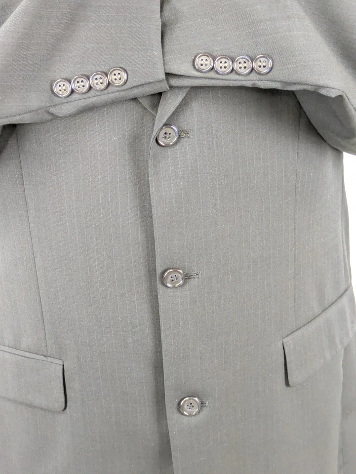 Traje de Lana Bill Blass Premier Para Hombres 42L Chaqueta 38x30+2 Puños Pantalón Azul Marino Rayas Foto 2 de 4