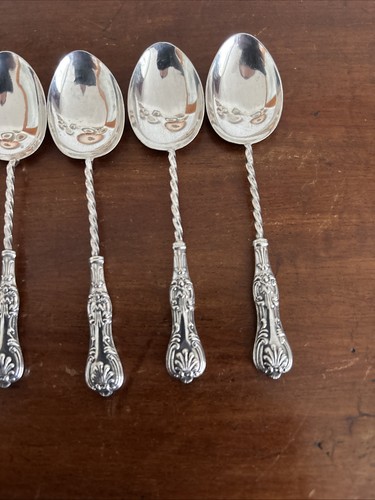 Schönes Set Henry Williamson 1905 B’ham Silber Kings Muster Kaffeelöffel - Bild 4 von 9