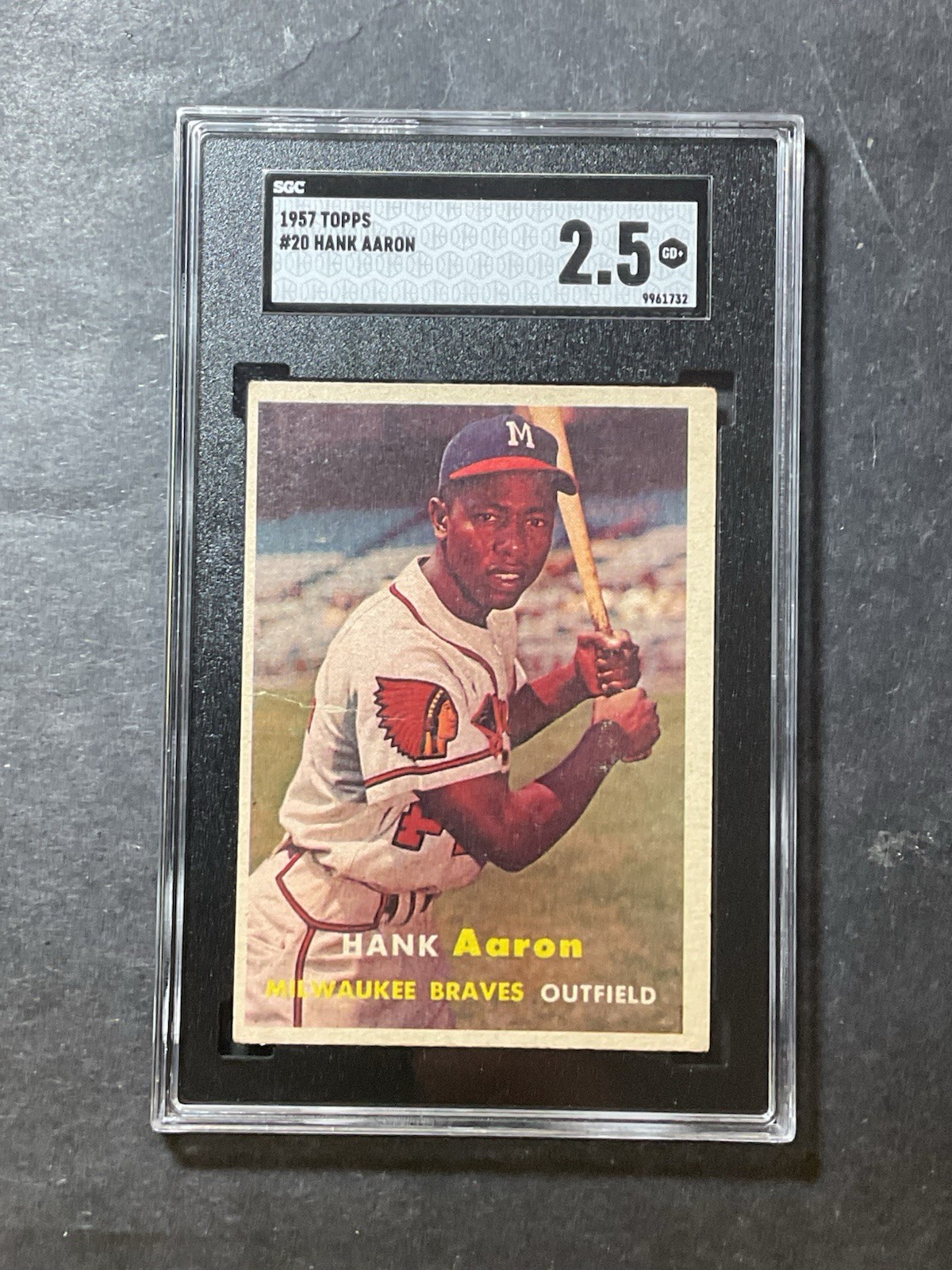 1957 Topps Hank Aaron 20 SGC 2.5 Chrisp Photo Y4