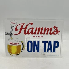 VTG Hamm's Beer Bear Bar sign On Tap Mug Clear Plastic Rare 12.5" x 8.5"