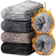 Merino Wool Thermal Warm Socks Thick Large Coffee Color/Grey/Dark Grey/Black