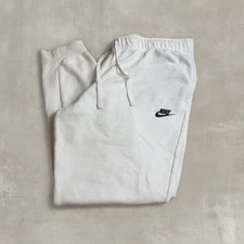 Nike Mens XL White Club Fleece Cuffed Sweatpants Jogger Embroidered Swoosh Pants