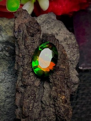13x9x5.70MM Oval- Black Ethiopian Fire opal - Welo fire opal October birthstone
