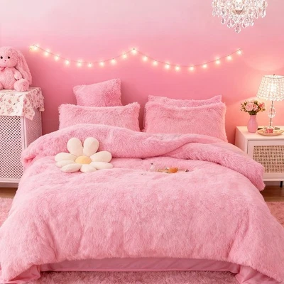ARTIFICAL-GARLAND-WREATH Cuddles Fluffy Fur Fleece Duvet Cover Alaska Teddy Thermal Warm Cosy Bedding Set