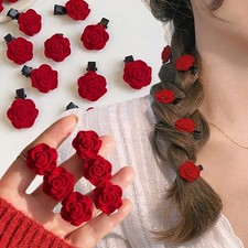Red Mini Rose Hair Clip for Women Flower Hair Barrettes Headpiece Hair Vintag...
