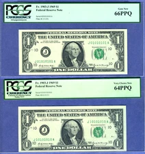 MATCHING JA # 01010101 & 10101010 REPEATER SERIAL number set PPCGS 66 +64 PPQ $1