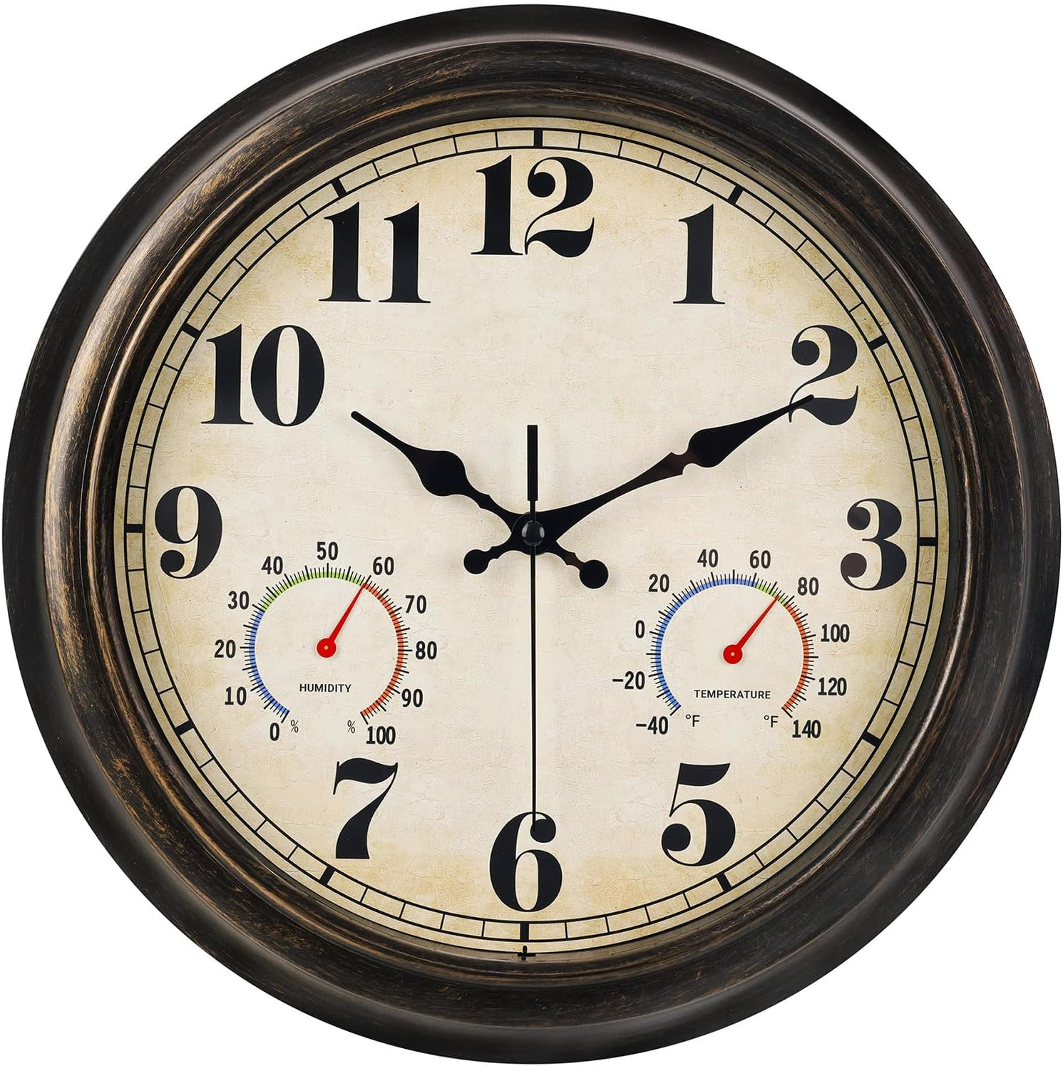 13 Inch Outdoor Clock with Thermometer and Hygrometer, Water